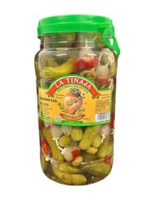 Banderillas dulces artesanas La Tinaja tarro de cristal pepinillo aceituna pimiento cebollita Marinaleda Sevilla