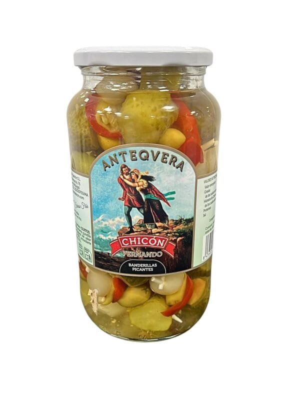 Tarro de banderillas picantes en vinagre Chicón Lebrón 900 g Antequera Málaga