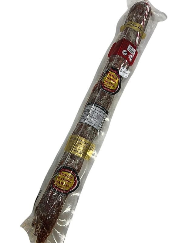 Rodajas de chorizo vela ibérico con grasa infiltrada brillante