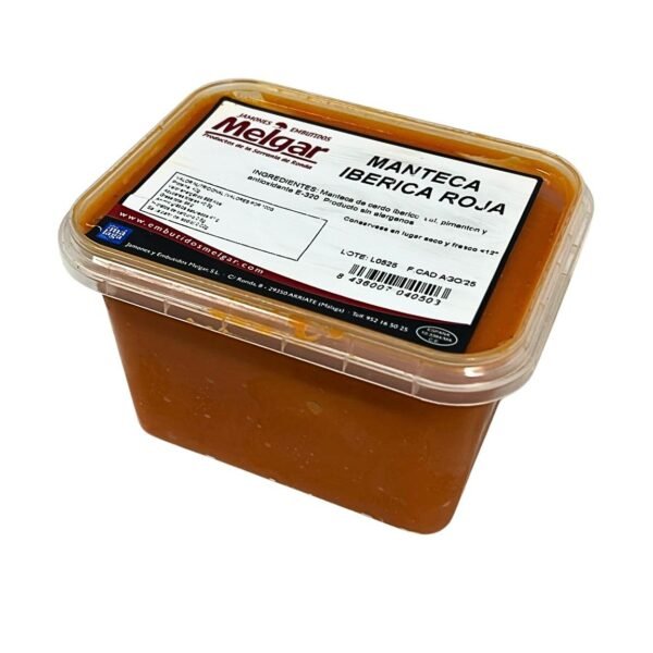 Tostada de pan con manteca colorá ibérica Melgar untada