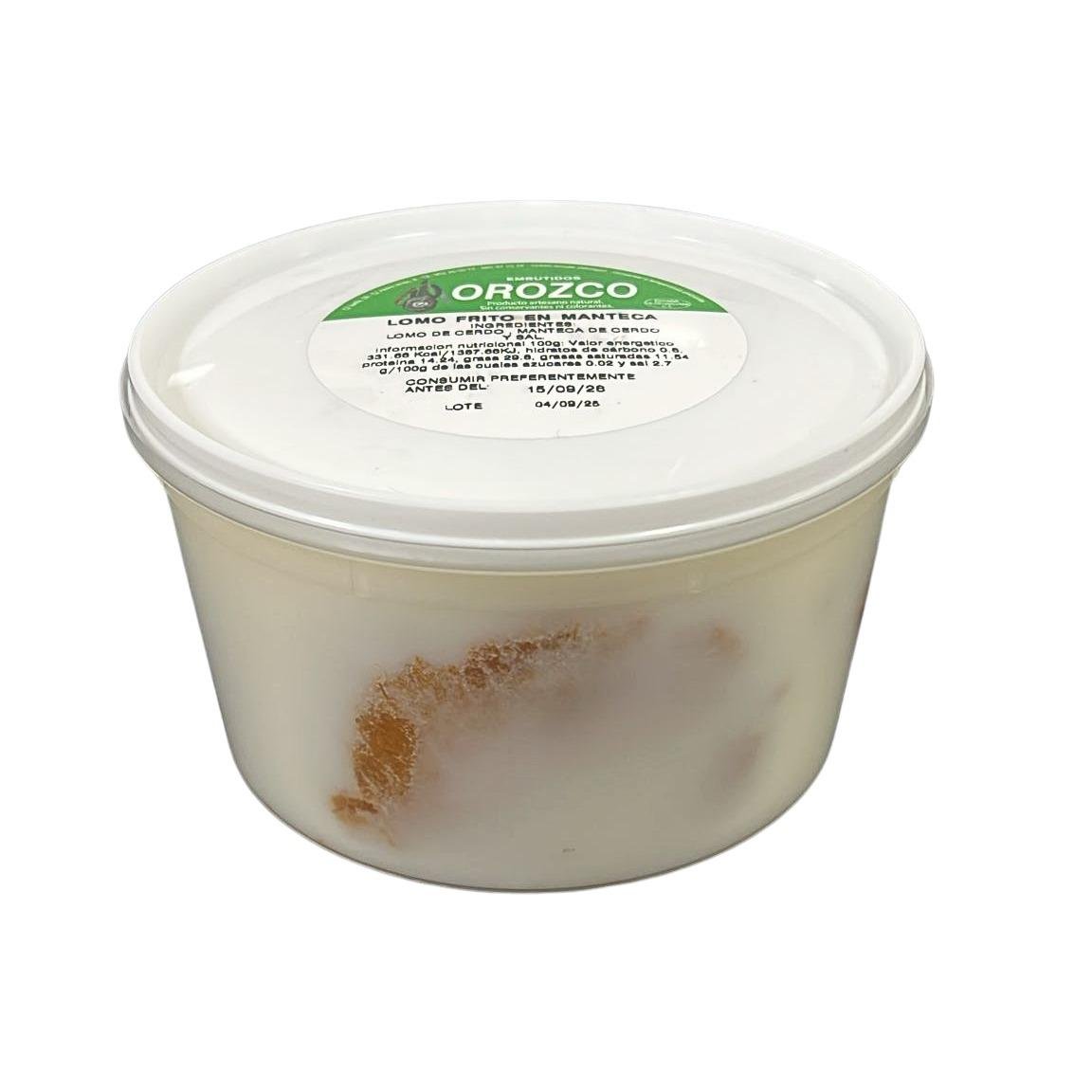 Lomo frito en manteca blanca Orozco tarrina carne confitada