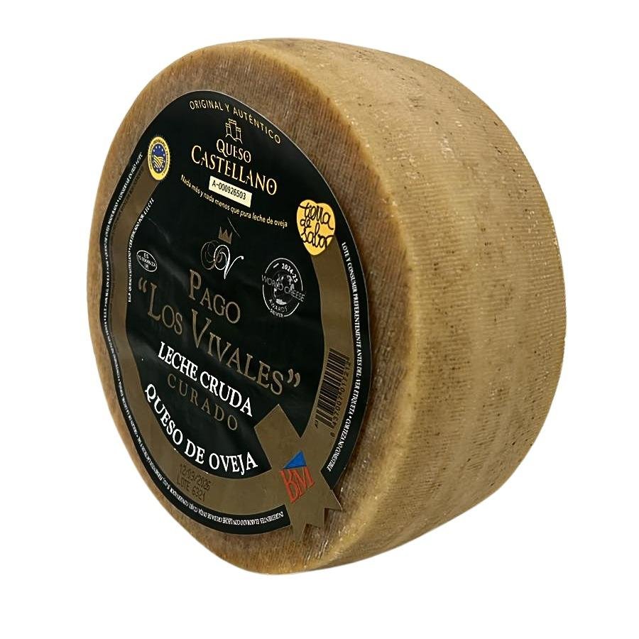 Queso de oveja curado leche cruda Pago los Vivales pieza entera corteza natural