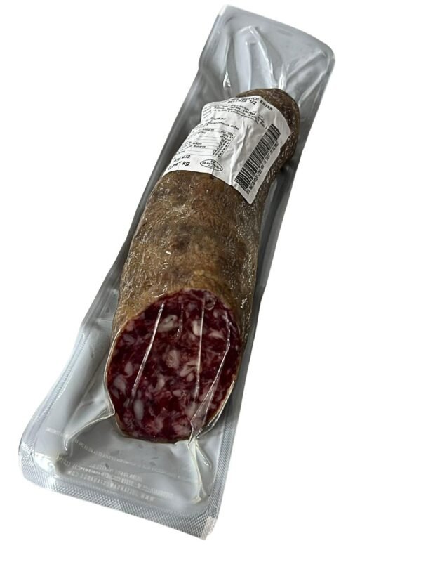 Salchichón ibérico bellota Guijuelo detalle textura grasa infiltrada extra