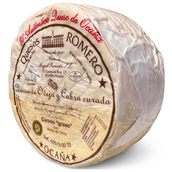Queso Curado en Aceite de Oliva - Romero Ocaña-1 Queso de oveja y cabra curado en aceite Romero Ocaña pieza entera