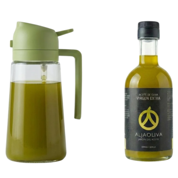 pack pulverizador almacen iberico Botella Aceite Virgen Extra Sin Filtrar Aljaoliva 500ml con pulverizador