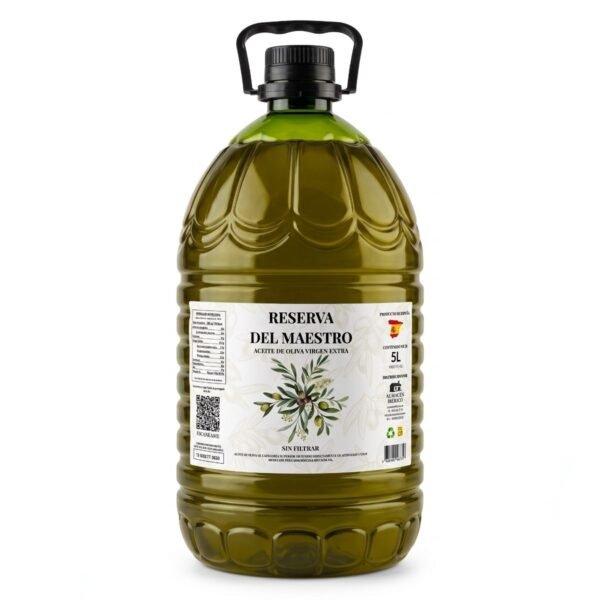 Aceite de oliva virgen extra Sin Filtra 5L - Reserva del maestro Garrafa de aceite de oliva virgen extra sin filtrar Reserva del Maestro 5L — Almacén Ibérico