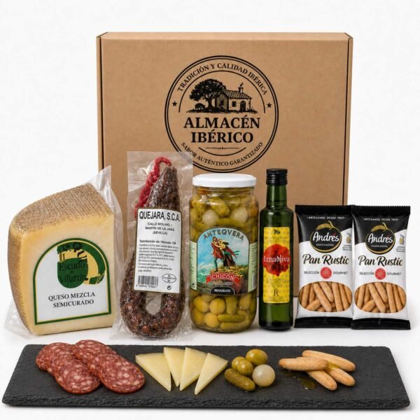 Degustación de queso, salchichón de venado, encurtidos y picos