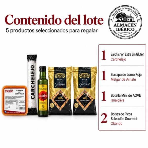 Contenido de la cesta de embutidos: cinco unidades, incluidas dos bolsas de picos Obando