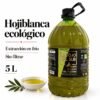 Aceite Hojiblanca ecológico Antojo del Sur de 5 L, extracción en frío y sin filtrar, junto a un cuenco de aceite