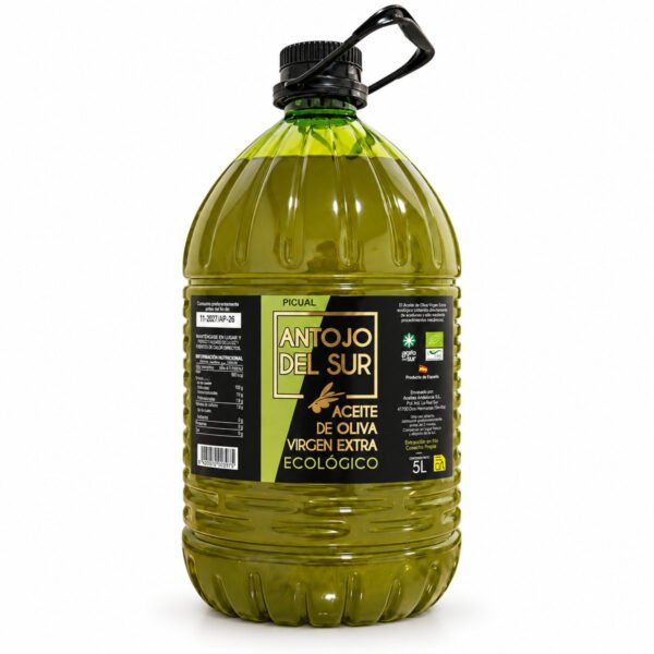 AOVE ecológico Picual Antojo del Sur 5 L Garrafa de 5 litros de aceite de oliva virgen extra ecológico Picual Antojo del Sur